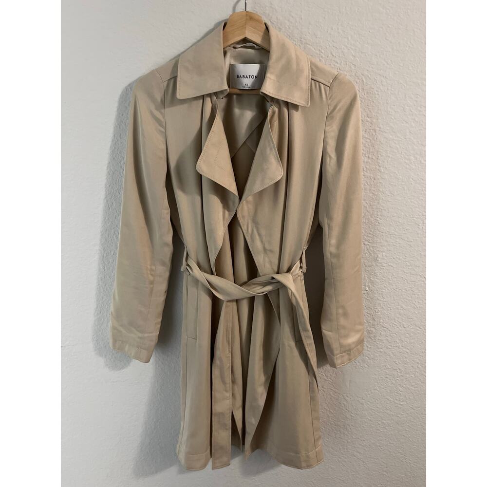 Aritzia Babaton Maximo Trench Coat XS Belted Drapey minimalist classic academia - Picture 6 of 11